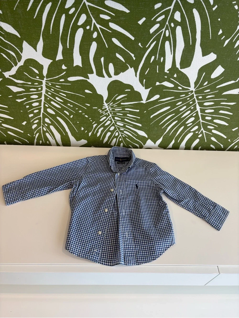 Ralph Lauren Blue and White Gingham Button-Down Shirt